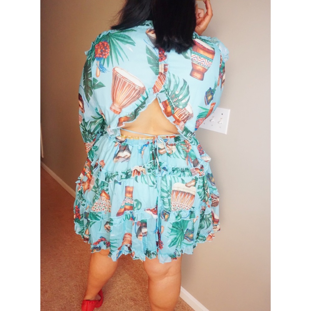 LaShanda Baby Doll Dress Mock Neck long sleeve